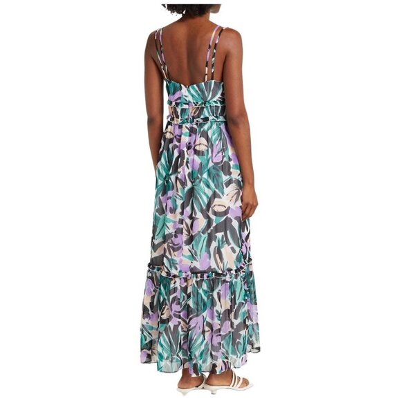 Donna Morgan Womens Green Purple Floral Sleeveless Strappy Maxi Dress Sz 16 New - Picture 2 of 10